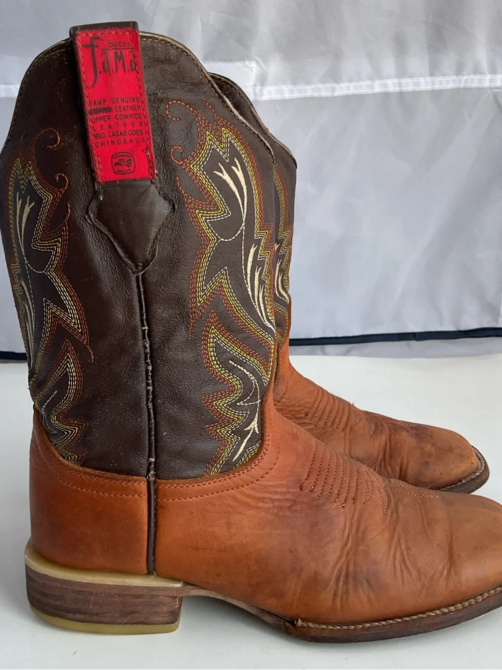 F.A.M.A. Cowboy Boots Made In Mexico Genuine Lizard Leather Men's Size 8.5